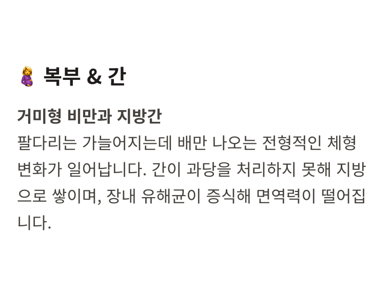 복부에서의 당의 부작용